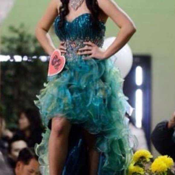 Green and Blue High low gown - Picture 2 of 2